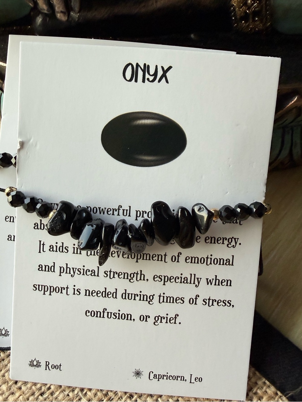 Onyx Black Chip Beaded Bracelet by